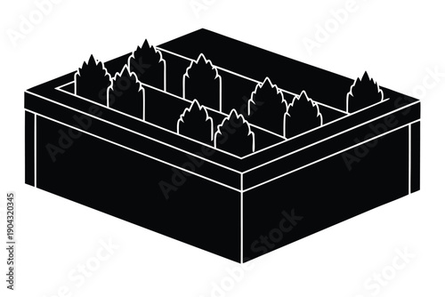 raised garden boxes layout silhouette vector illus