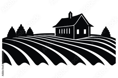 organic farm plot layout silhouette vector illustr