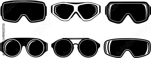 Ski Goggles Eye Protection Line Art Vector Illustration