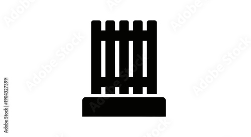 This simple black fence icon represents boundaries, protection, restriction, and separation concepts. The illustration visually communicates barriers, limits, security zones, and controlled areas. Ide