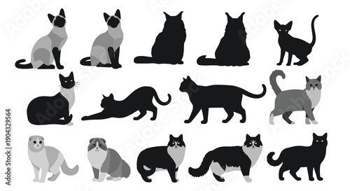 Canvas Print International Cat Silhouette Vector Set