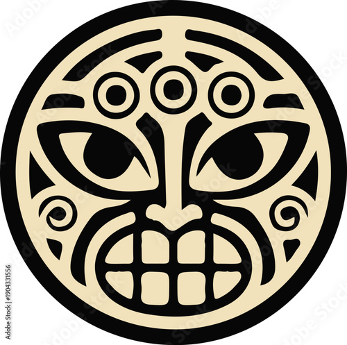 Tribal Tiki Mask Vector Icon