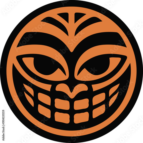 Stylized Tribal Tiki Mask Icon