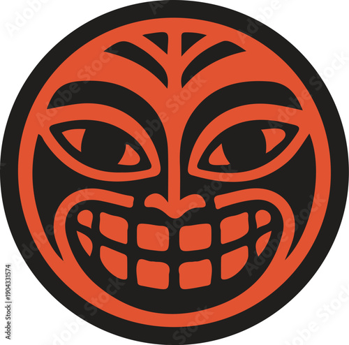 Smiling Tribal Tiki Mask Icon