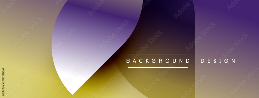 Fototapeta premium Abstract gradient shapes overlap. Yellow, purple hues dominate composition. Text reads background design. Minimalist aesthetic present.