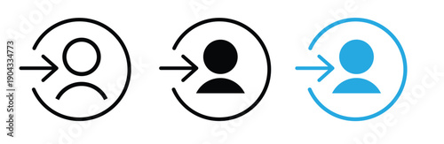 User Login and Entry Icons in Black and Blue