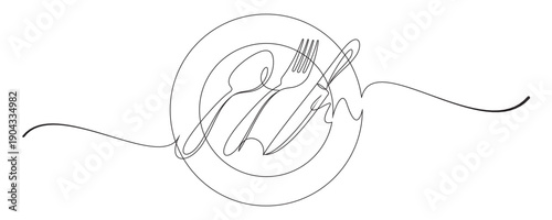 continuous line drawing of cutlery illustration 10.eps