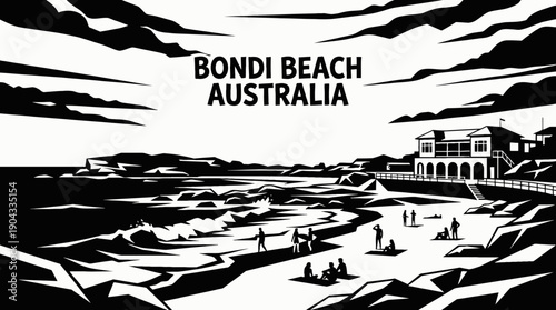 Bondi Beach Australia Sea Beach Coastal Landscape Scenic Nature Travel Tourism Destination Geography Seascape Shoreline Ocean Water Horizon Outdoor Vacation Paradise Natural Attraction Sydney