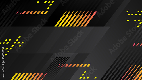 Extreme racing background. Geometric shape diagonal line design. Abstract sport artwork. Internet communication black and yellow gradient