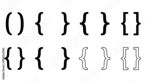 Black and white illustration of various brackets and braces