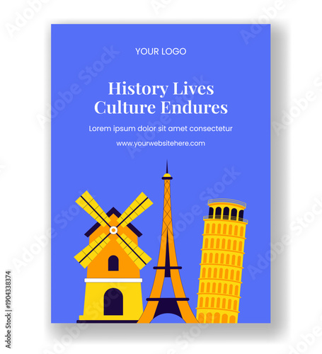 Vertical Poster World Heritage Day with Hand Drawn Flat Cartoon Illustration