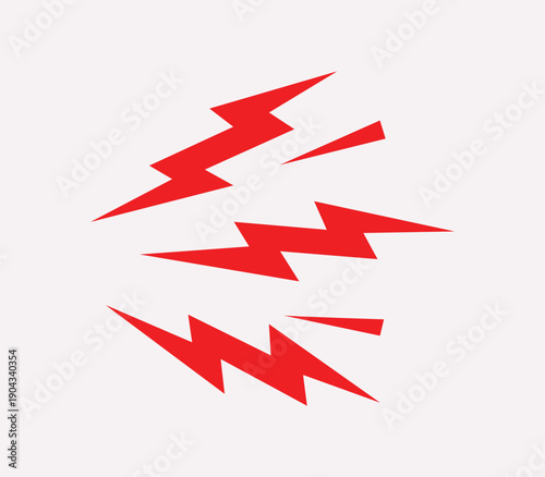 Dynamic Red Lightning Bolts with Speed Lines Symbol on Light Background