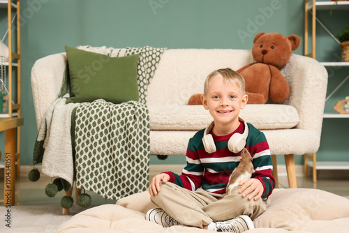 Happy little boy with cute ...
