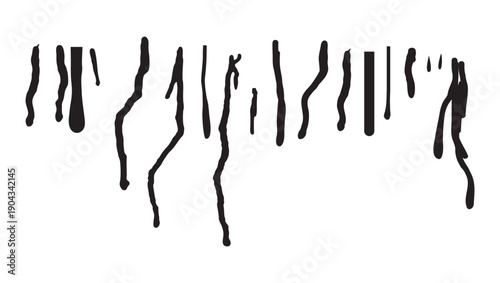 Black drip and drop vector elements arranged on a white background