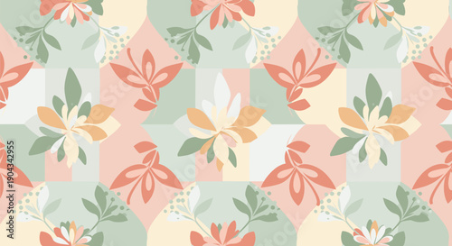 A serene and modern floral pattern evokes calmness, perfect for home decor or fashion designs.