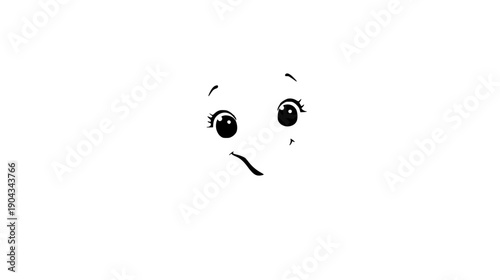 Facial expression with questioning eyes and raised eyebrows