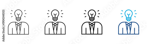 Inspiration Icon Different Style Outline Collection Set Vector Illustration