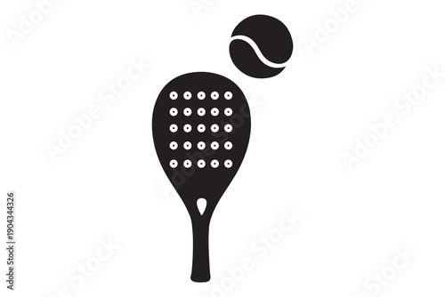 paddle racket on white background 
