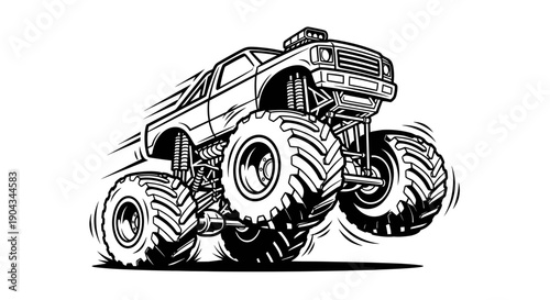 Monster Truck Action Jump Illustration