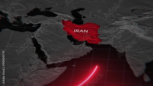Map of Iran under attack. Visualization of military escalation.
