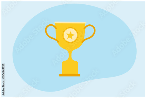  Successful business gold trophy. Success and winning of competition concept.
