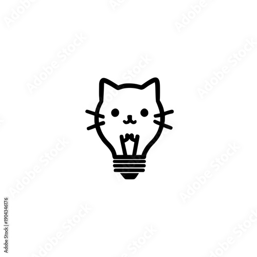 Stylized cat shaped bulb vector illustration symbolizing imagination energy and smart innovative vision