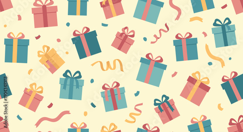 A cheerful illustration of gift boxes with ribbons, perfect for celebrating special occasions and spreading joy.