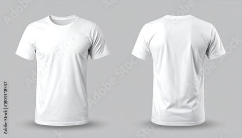 Plain White T-Shirt Front and Back View Mockup.