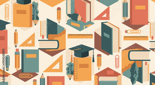 A vibrant illustration of office supplies evokes productivity and creativity, perfect for business presentations or educational content.