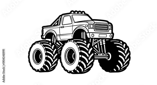 Off-road monster truck cartoon illustration, white background