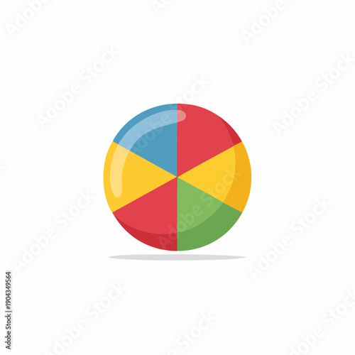 Free Download Colorful Sphere Illustration: Segmented Ball with Vibrant Blue, Yellow, Red, and Green Sections, Playful Design Element - GFXLoad