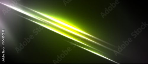 Abstract light streaks across dark background. Vivid yellow, green hues create dynamic visual effect. Smooth gradients, modern design.