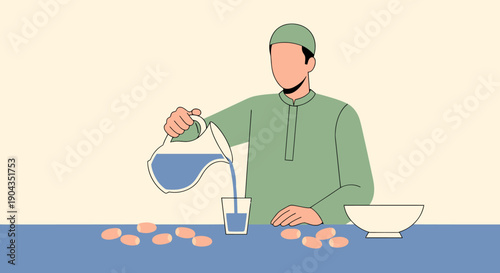 Man pouring water into a glass.