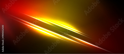 Abstract energy lines, vibrant colors blend. Red, yellow, orange gradients create dynamic visual impact. Dark background emphasizes luminosity.