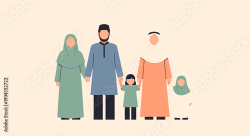 A diverse family of four standing together.