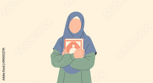 Woman wearing a hijab holding a sign.
