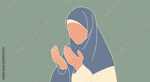 Woman wearing a hijab praying.