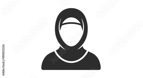 Simple black and white icon of a person wearing a headscarf.