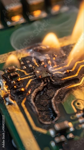 Electrical Short Circuit Causes Circuit Board Fire