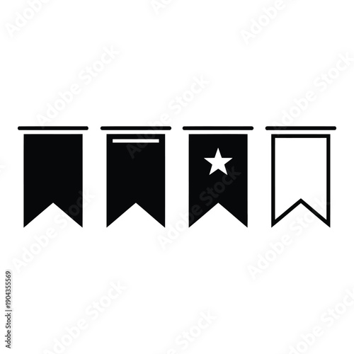 Four bookmarks are shown in a horizontal row on a white background