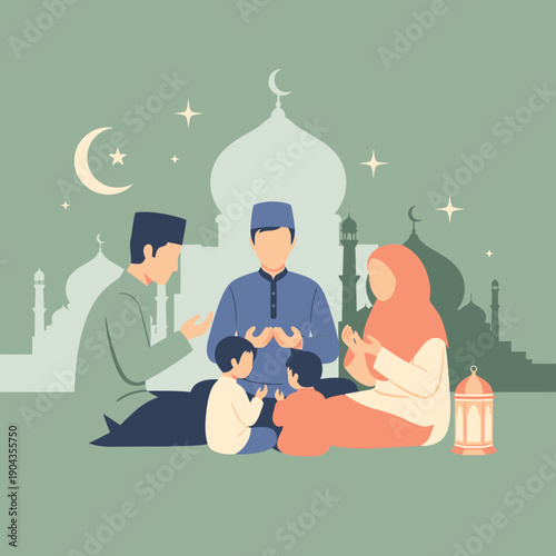 Family celebrating Ramadan together at home.