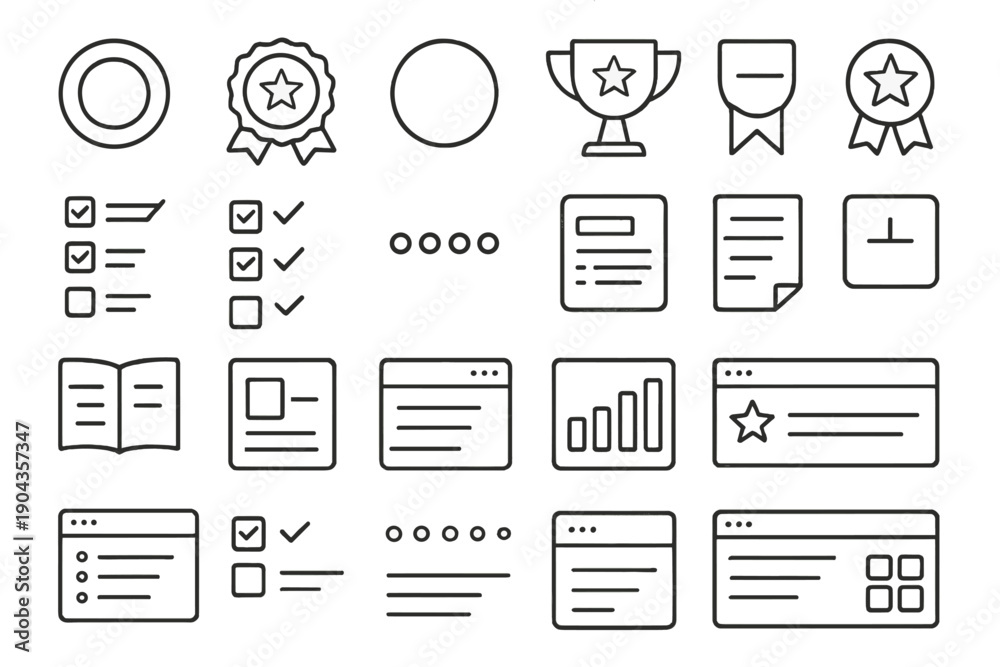 custom made wallpaper toronto digitalLine drawings of various symbols used for organization and achievement displayed in a grid format on a white background