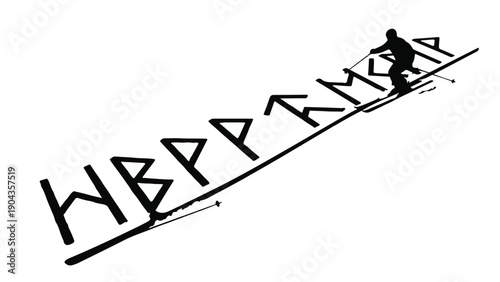 Slope Run and Mountain: A daring skier carves a path down the challenging slope, a testament to the thrill of winter sports and the beauty of the mountain landscape. 