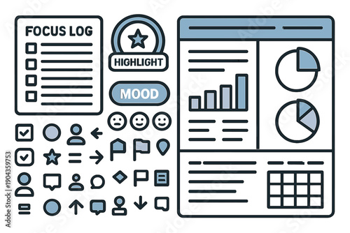 Focus log and analysis dashboard shows data visualization and user engagement for project management