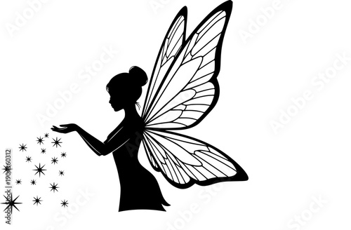 Magical Fantasy Fairy Silhouette Vector Illustration