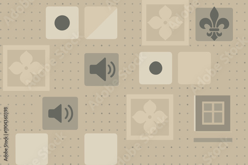 Playing a memory game with decorated tiles showing various shapes and icons on a simple background
