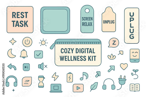 Digital wellness kit includes items for screen relaxation and unplugging from devices during a busy day