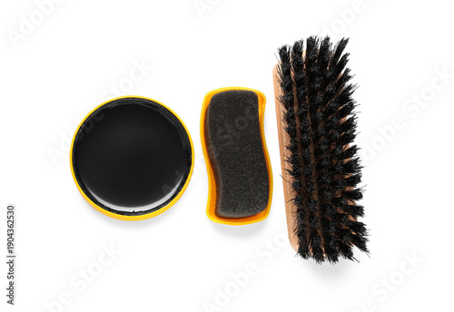 Shoe polish with brushes on...