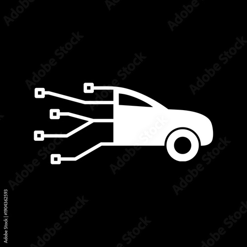 Car electrical computer diagnostics icon isolated on black background
