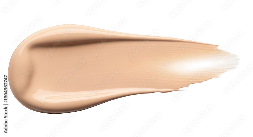 Fototapeta premium Beige foundation swatch creamy cosmetic makeup base smear facial tone isolated on transparent background